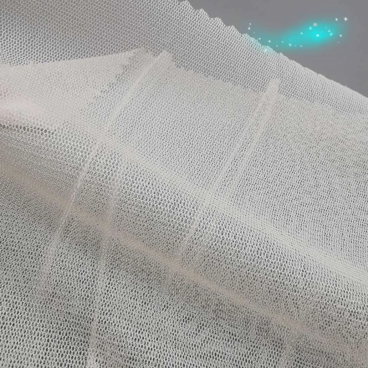100% White silk tulle, bridal veil knitted silk fabric