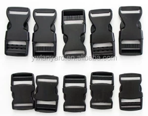 10x 25mm Black Plastic Side Quick Release Buckle Clip double regulating buckle