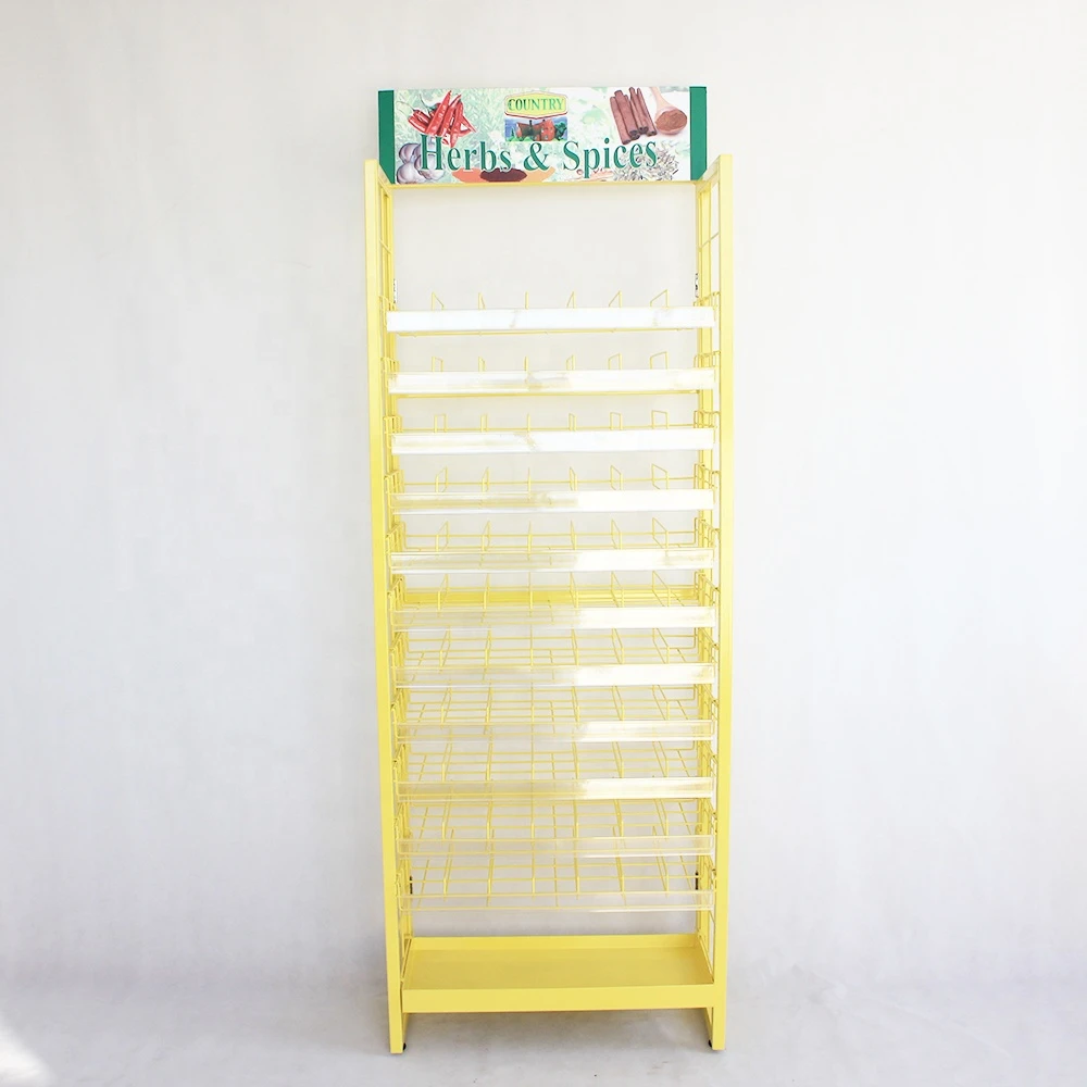 11 tiers wire mesh flooring spice display supermarket rack stand shelf