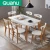 Import 120761 Wholesaleglass kitchen table blaze wood legs glass top dining table sunpan modern glass dining table from China