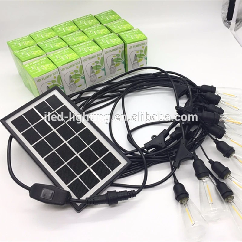 12V Energy Conservation Design Solar Powered 20Meter Hanging Sockets Indoor/Outdoor Festoon String Lights
