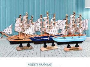 14/18cm home nautical decoration crafts wholesale wooden sailing ship model boat for living room