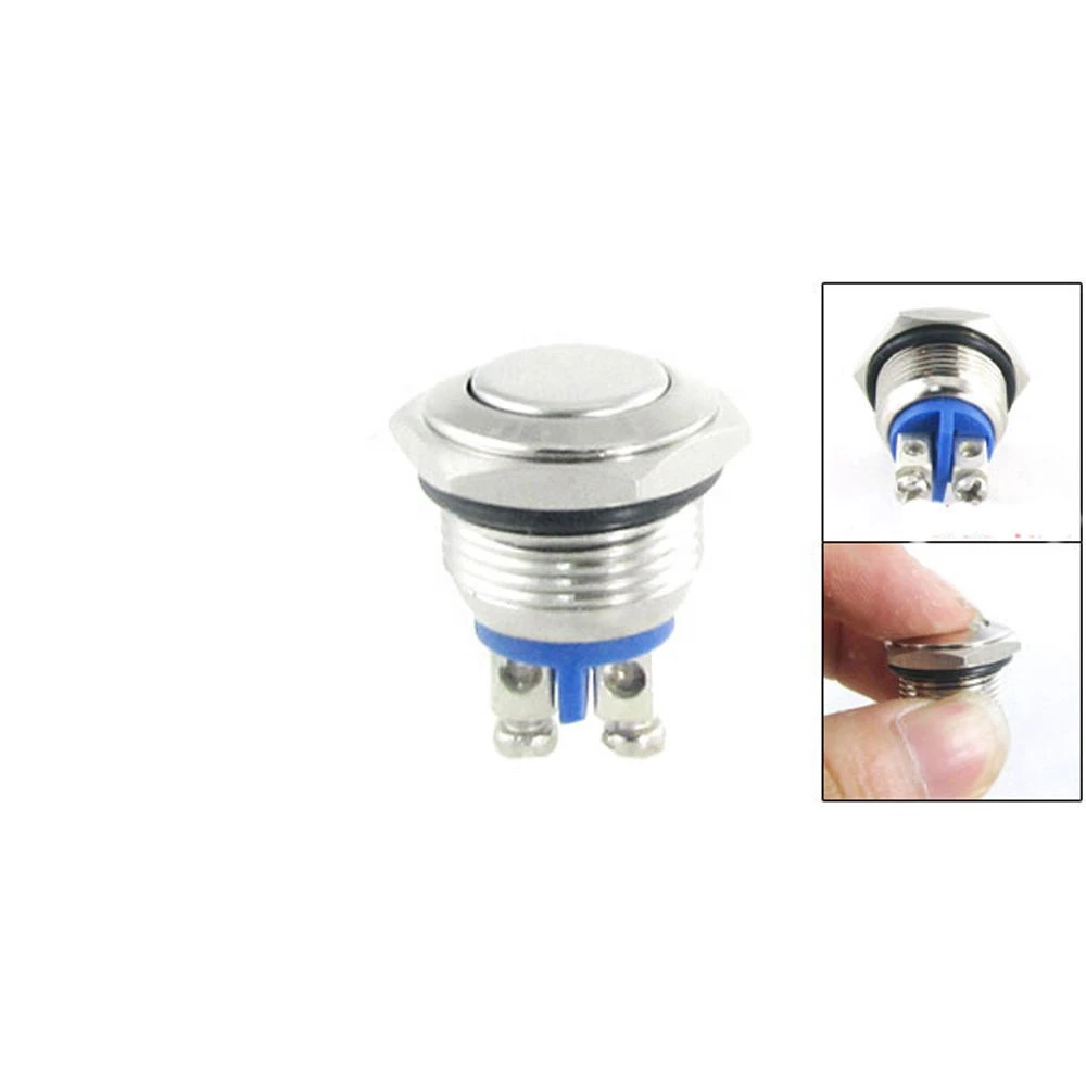 16mm Anti-Vandal Momentary Stainless Steel Metal Push Button Switch Raised Top