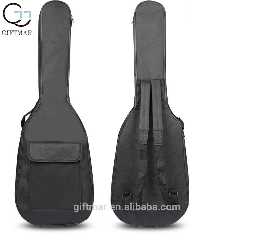 2016 hot sale OEM black 600D guitar backpack instrument bag