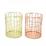 2020 Elegant Rose Gold Desk Pen Box Holder Cosmetic Metal Storage Basket Table Desk Pen Stand Holder for Organizer