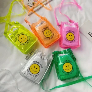 2020 Fashion Transparent Bag Tote Kids Handbags Messenger Bags With Printing Smiling Face
