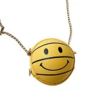 2020 New Arrival PU Leather Girls Crossbody Bag Basketball Round Handbags Kids Purses Smile Chains Shoulder Messenger Mini Bag