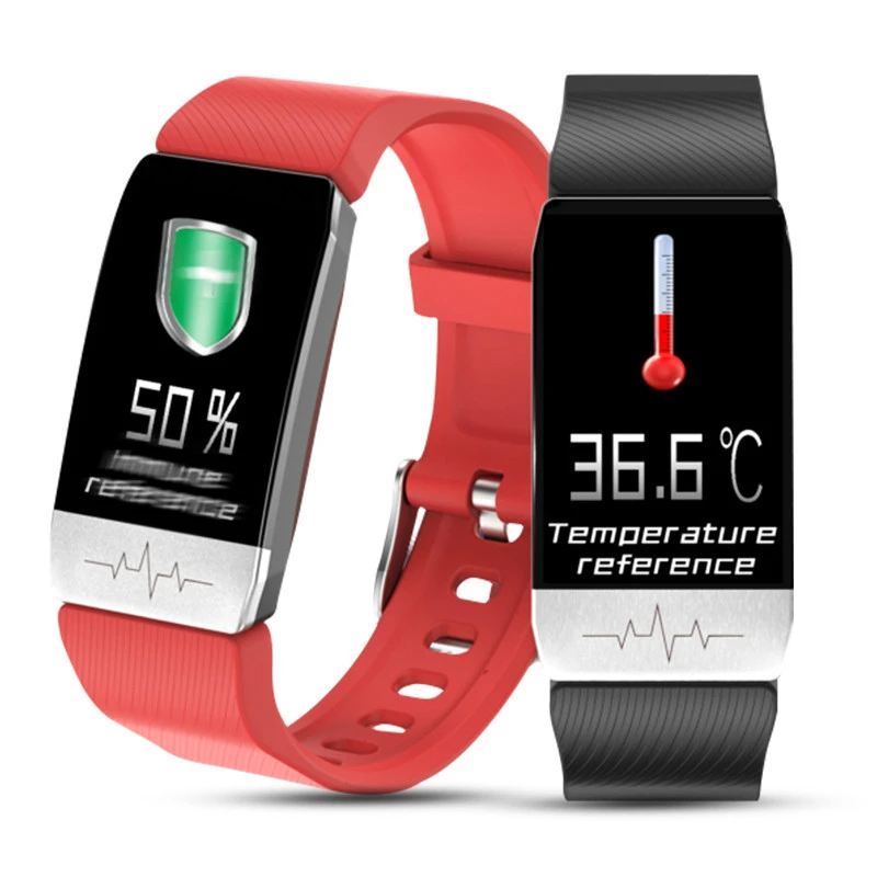 2020 New T1 Thermometer Temperature Measurement Smart Watch with Temperature Sensor Smart Bracelet