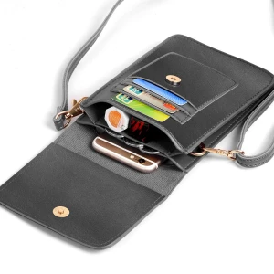 2021 ladies touch screen purse phone wallet women fashionable cell phone purse with shoulder strap