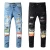 Import 2021 New Fashion Custom Casual Denim Printed Jeans Mens Hole Slim Fit Jeans Men Jean Pants Denim from China