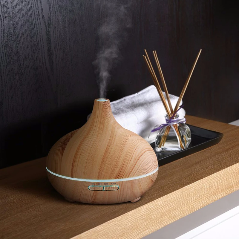 2021 Newest 300ml electric aromatherapy purifier essential oil wood aromatic 7 led color air humidifier aroma air diffuser