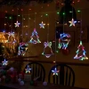 220v/110v Christmas Bell Tree Star Reindeer Curtain String Light Xmas New Year Holiday s