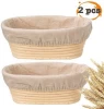 2pcs 10 inch Oval Banneton Proofing Basket Set Handmade Baking Proving  Bowl With Liner Cloth