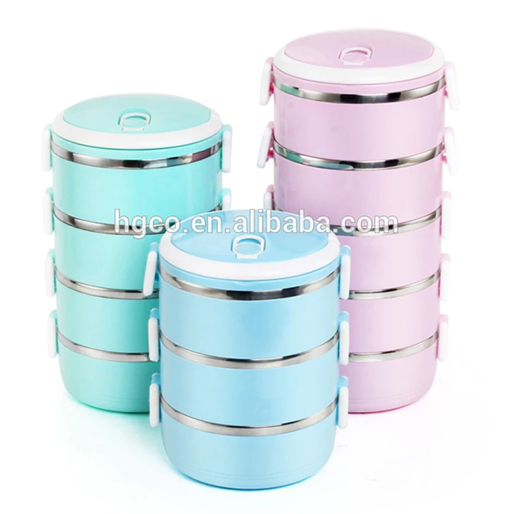 3 4 5 Layer Food Container Stainless Steel Insulated Lunch Box with plastic lids amazon