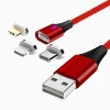 3 in 1 Cell Phone Fast Charger Cables for iPhone Charging USB Magnetic Cable