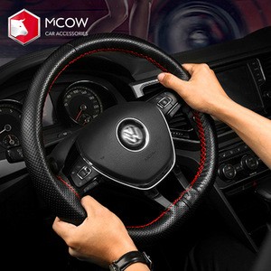 38cm Best Price Cow Leather Universal Car Wrapped Steering Wheel Cover