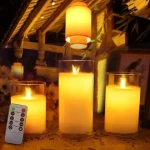 3D Bullet Shape Battery Powered Flameless  Pillar Electric Candle Led Real Wax Candle Home Decoration LED Candles With Remote