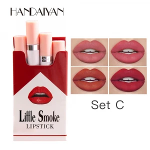 4 pieces/set Matte velvet lipstick, little smoke lasting lipstick