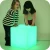 Import 40cm outdoor rechargeable led color changing luminous cube stool  furniture from China