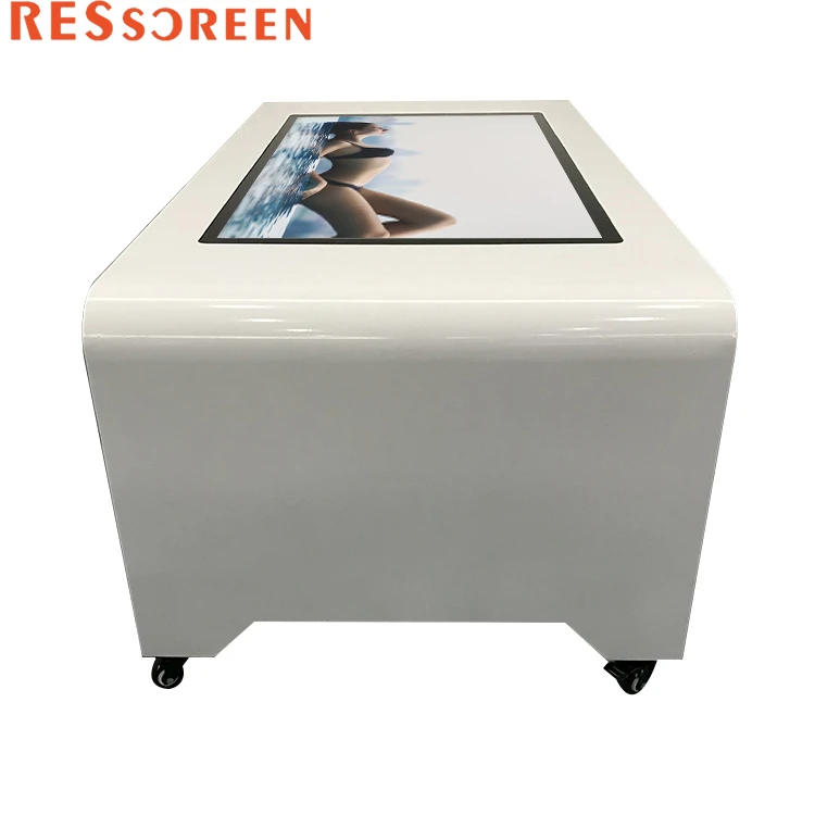 43 inch white color meeting room real estate 10 point smart touch table