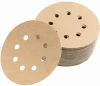 5 Inch 125mm 8 holes golden sandpaper disc round sanding disc