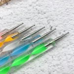 5 Pcs Double-headed Point Drill Pen Rhinestone Decoration Nail Art Painting Brush Kit Steel Nail Art Dotting Painting Pen