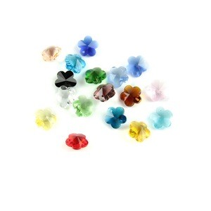 50pcs 14mm crystal flower beads glass loose beads in one hole DIY Jewelry parts for room decorated/earring chandelier
