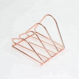 550-97A  desk organizer triangle rose gold metal wire letter holder for office&home supplies