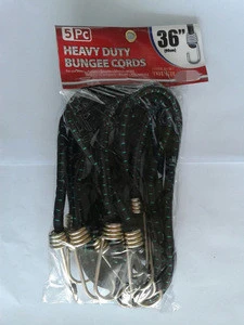 5pc 36" (90cm) heavy duty bungee cords/rope with metal hook