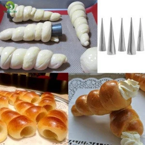 5Pcs/lot DIY Baking Cones Horn Pastry Roll Cake Mold Stainless Steel Spiral Baked Croissants Tubes Kitchen Dessert Baking Tools