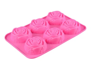 6 Holes Beautiful Rose Design Funny Silicone Cake Mold For Baking
