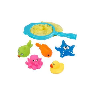 6 pieces soft plastic bath toy animal for baby