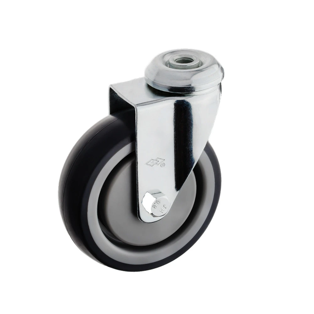 75mm TPR swivel plate brake type caster with plastic center 3inch ball bearing instrumental caster wheels