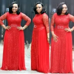 A6043 African Women's Plus Size Lace sequin round neck daily dresses evening dresses apricot party dresses