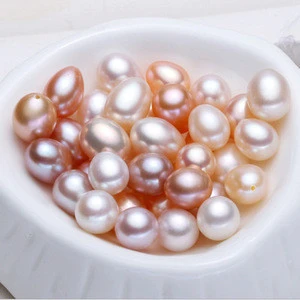 AAA flawless water droplet type natural aquaculture fresh water pearl powder pearl-shaped half-hole naked pearl without hole