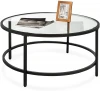 Accept customized amazon hot sale metal iron leg round small tempered glass side table coffee table
