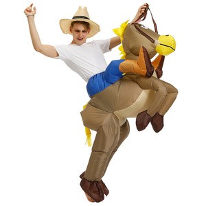 Adult kid Inflatable ridinghorse costume blow up adverting  cowboy design outdoor party costume