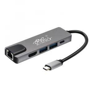 All in one Type-c USB Hub Multifunctional Type-c to DVI VGA USB LAN Adapter 8 in 1 USB Hub