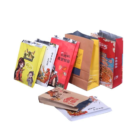 Aluminum Foil Paper Bag Customized For Sandwich Burger Grill Barbecue Hot Food Takeout Takeaway Pouch Foil Paper Bag