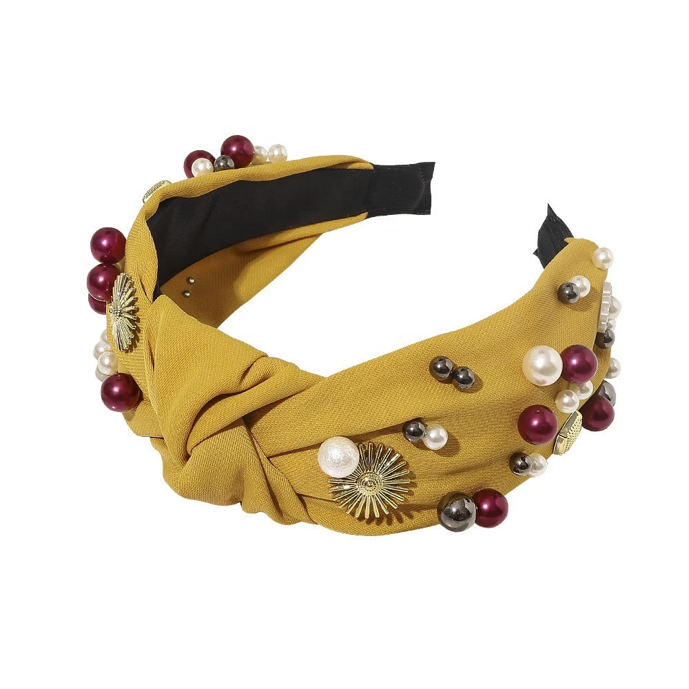Amazon hot sale baroque knot pearl beaded fashion headbands women headband hair accessories