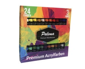 Amazon Hot Sale  Set Packaging 24Color 12ml Acrylic Paint  and Glass Painting Medium basic acrylic paint