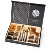 Amazon Hot Sales Multicolor Custom Metal Stainless Steel Hotel 24pcs Flatware Cutlery Set with case