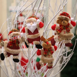 Amazon Hot Selling Plush Pendant Christmas Ornaments Christmas Tree Doll Dancing Doll Snowman Reindeer Bear Santa New Year Gift
