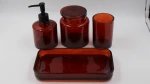 Amber glass bathroom four-piece set manufacturer glass bathroom wash accessories set glass bathroom set manufacturer in China