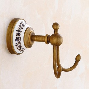 Antique Brass Hooks Hardware Bathroom Accessories Clothes Hooks wall-mounted robe Hook Q1