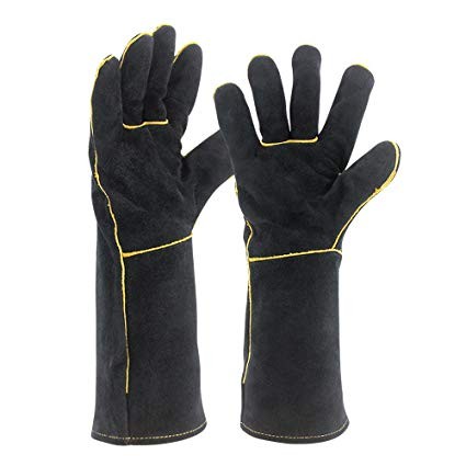 Argon welding gloves in split cowhide leather with heat resistant lined for more protection