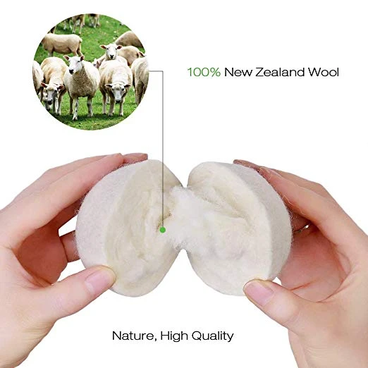 arrivals 2020 Amazon top seller trending New zealand wool products xl 7cm wool Dryer Balls 6 pack cotton bag factory wholesale