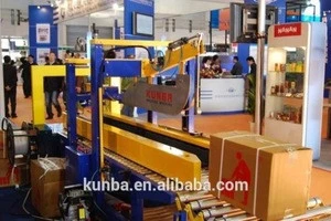 automatic flap carton sealing machine and strapping machine packing line