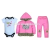 autumn winter 3pcs long sleeve hooded baby coat matching with bodysuits and pants