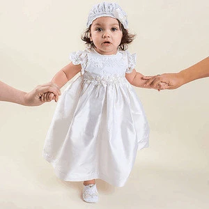 Baby Girl Christening Gowns With Headband White Gauze Dress Fashion Baby Birthday Baptism dress